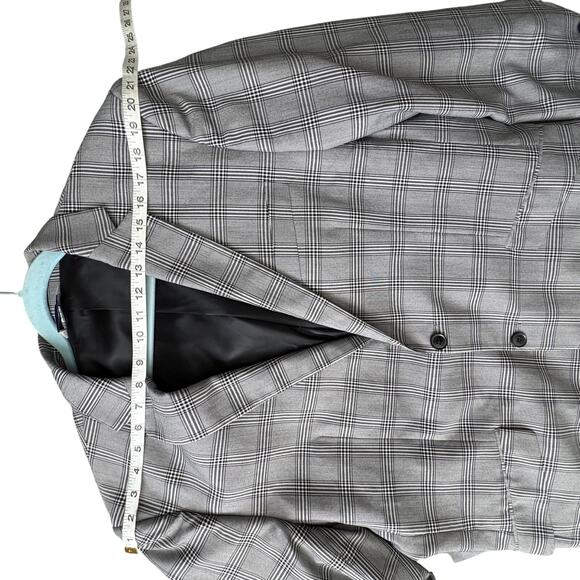 Kilburne + Finch Plaid Sport Coat Gray Black Blazer 46L Tailored Fit workwear - Picture 7 of 10